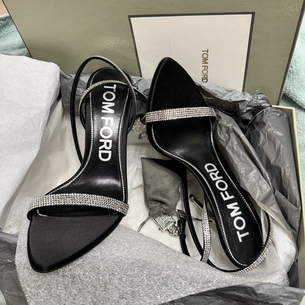Tom Ford Black and Silver Heels with Stiletto Design
